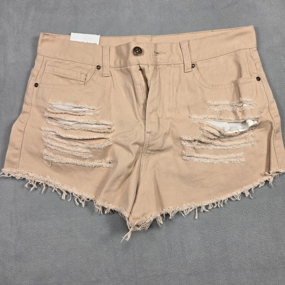 Forever 21 Pants - Forever 21 Jean Shorts Women 30 Tan High Rise Shorts Distressed